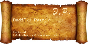 Deáki Patrik névjegykártya